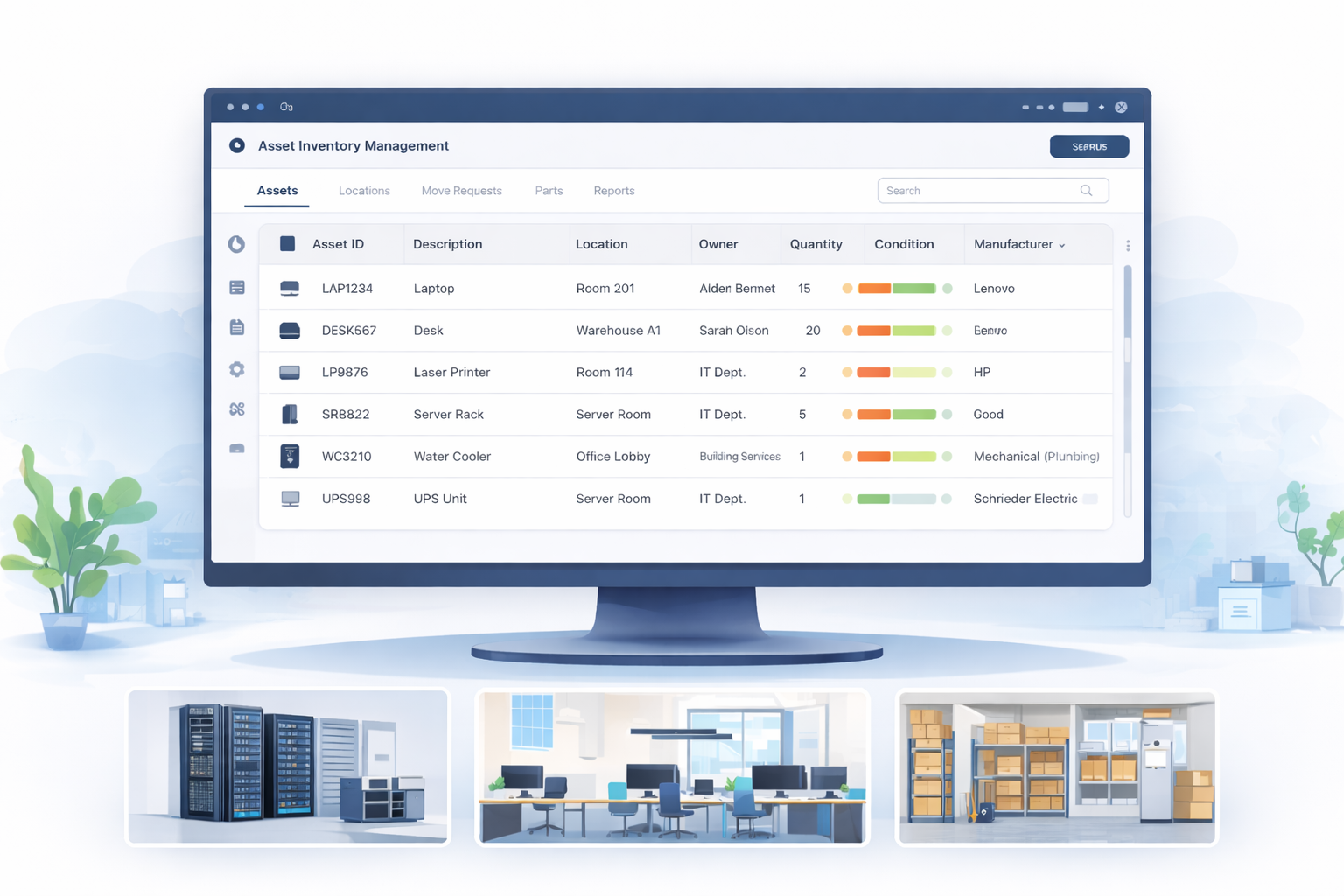 Asset inventory records and location data