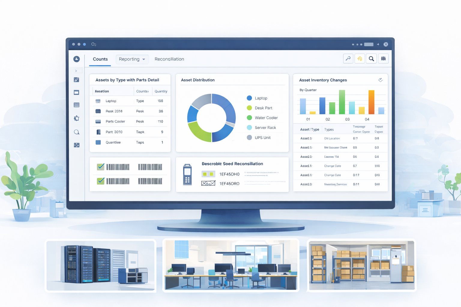Asset counts reporting and reconciliation