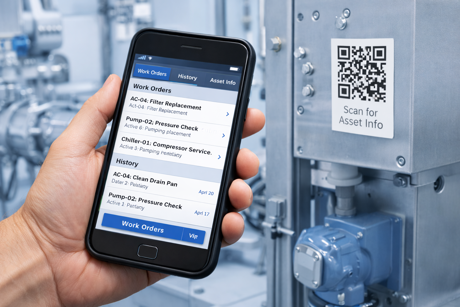 QR asset intelligence and work order visibility