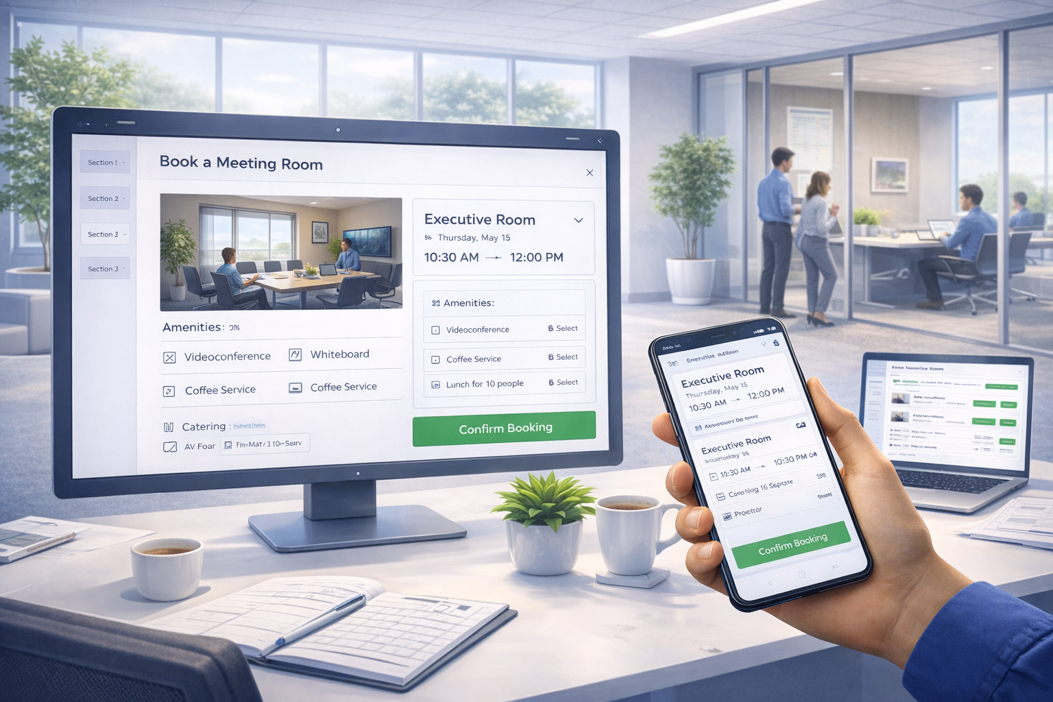 Conference room booking and room selection