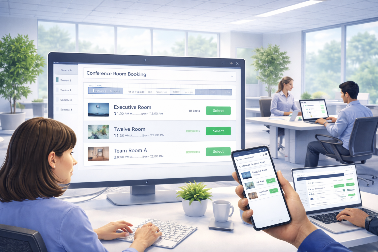 Conference room scheduling and meeting room booking