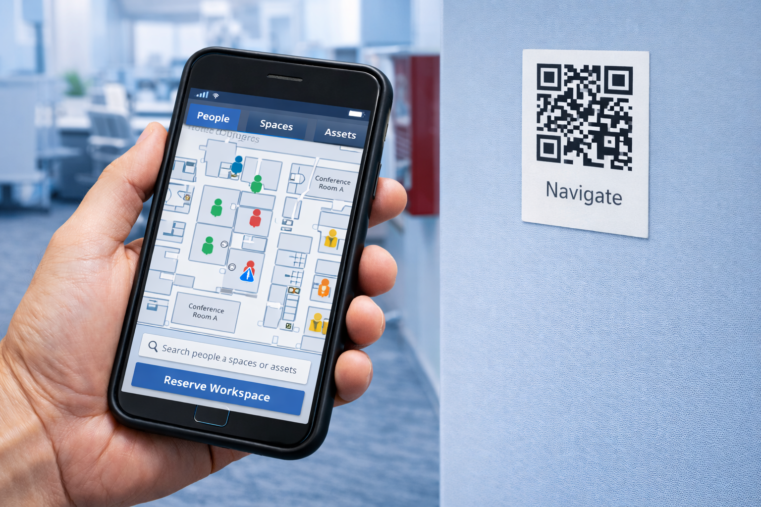 QR conference room and floor plan access