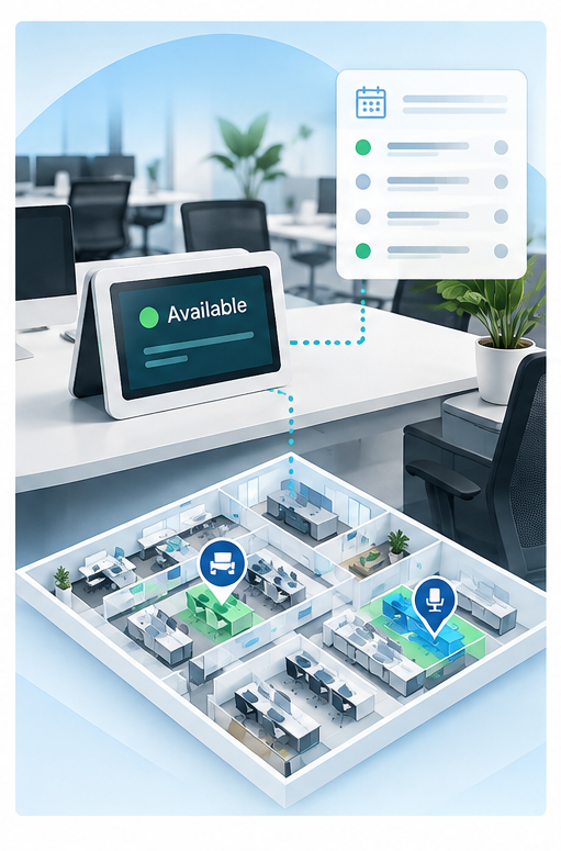 Embrava Desk Sign connected with CADapultFM workplace reservations