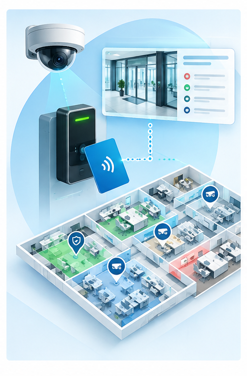 Security and access technology connected to a CADapultFM floor plan